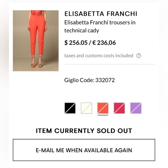 ELISABETTA FRANCHI,High-Waisted trousers in Tangerine, EUC Cropped,Size 40/4 - Picture 2 of 11